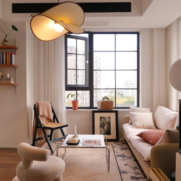 Design Hängelampe für Wohnzimmer und Esstisch mit Wabi Sabi Stil