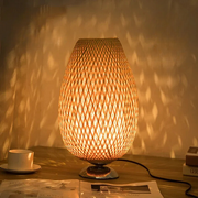 Bambus Tischlampe Vintage Stil Wohnzimmer Schlafzimmer Natürliches Licht