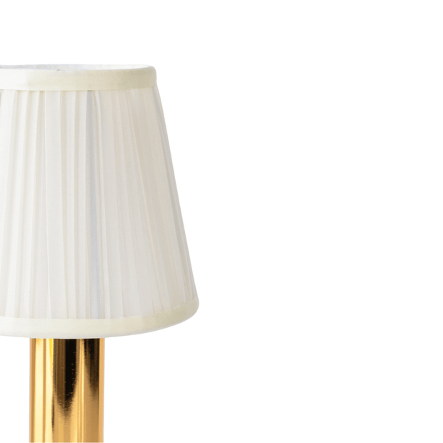 LumiStoff LED Tischleuchte dimmbar kabellos mit Stoffschirm für Wohnzimmer und Schlafzimmer