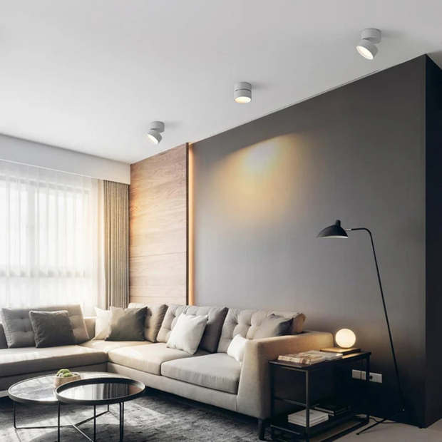 Verstellbare LED Deckenleuchte modern Aluminium warmweiß für Wohnzimmer | LumoFlex