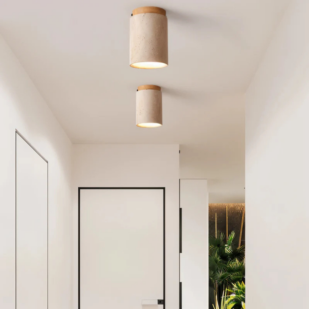 Travertin Deckenlampe SteinLuma mit LED Warmlicht Modernes Design