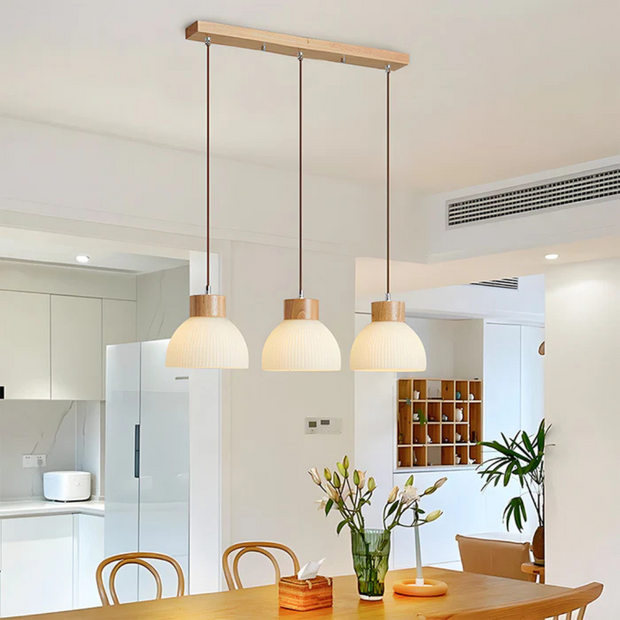 Pendelleuchte Glas Holz modern für Esstisch Wohnzimmer Schlafzimmer kaufen