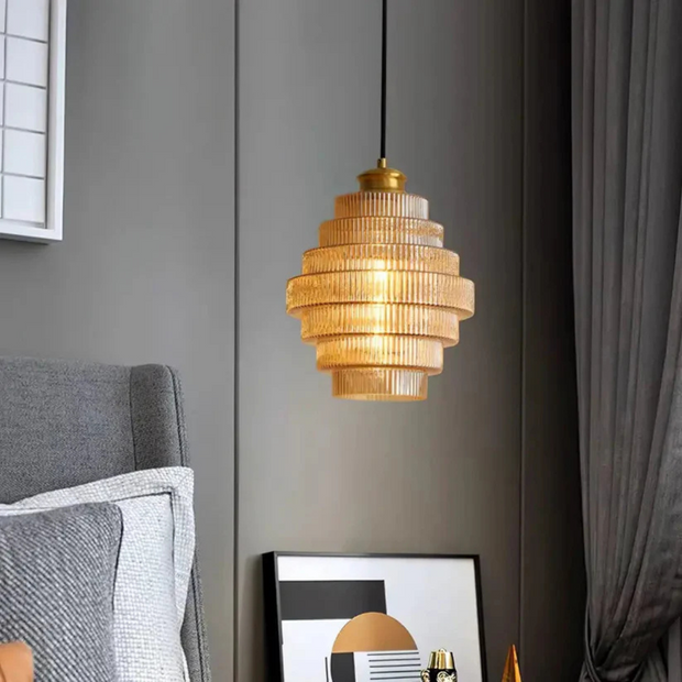 Design Hängelampe Glas Messing Retro Modern für Wohnzimmer Esszimmer
