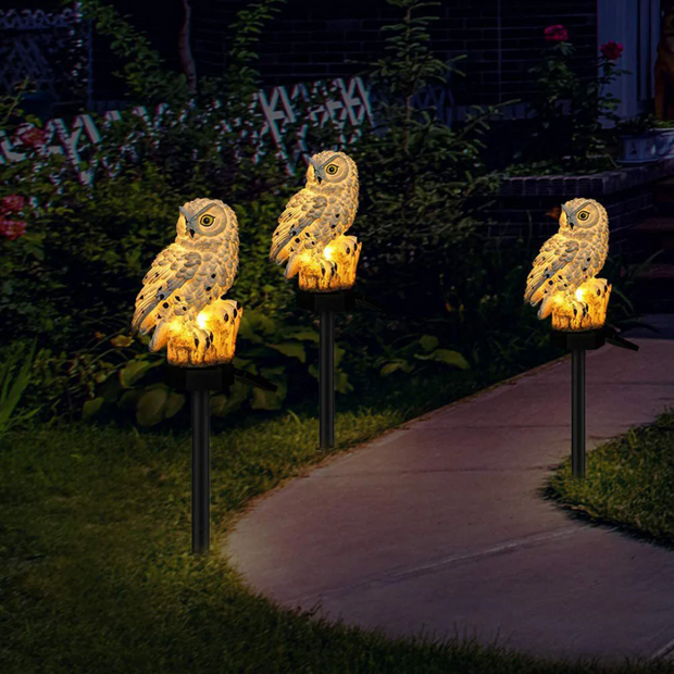Solar Gartenlampe Eule tierfreundlich LED Außenbeleuchtung wetterfest ohne Strom