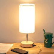 LumoTouch dimmbare LED Tischlampe mit USB Holzfuß für Schlafzimmer und Büro