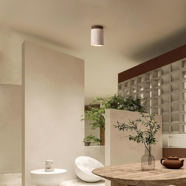 Travertin Deckenlampe SteinLuma mit LED Warmlicht Modernes Design
