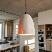 Travertin Pendelleuchte Retro Design aus Naturstein für Esszimmer Wohnzimmer Küche