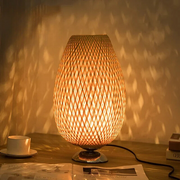 Bambus Tischlampe Vintage Stil Wohnzimmer Schlafzimmer Natürliches Licht