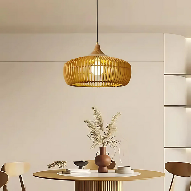 ZenLicht Holzpendel Japandi Hängelampe Esszimmer Holz Lampe Wohnzimmer