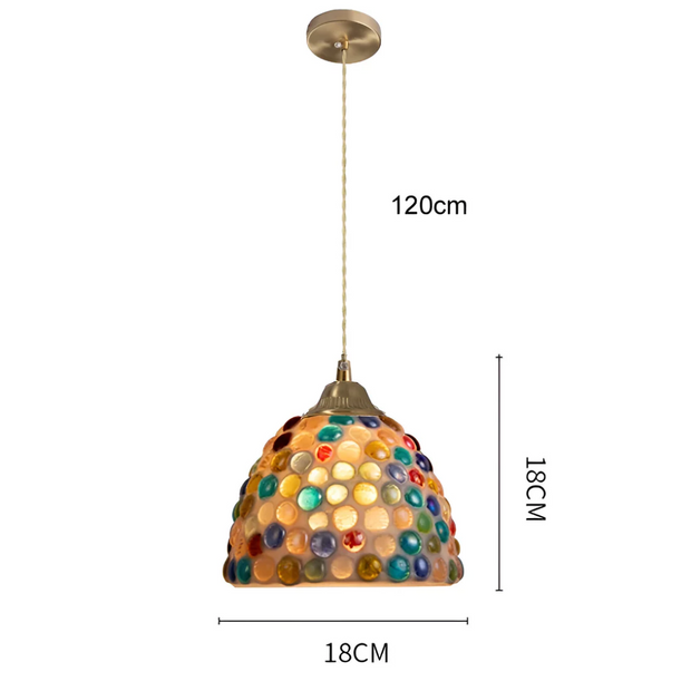 bunte retro hängeleuchte esstisch glas messing warmes licht