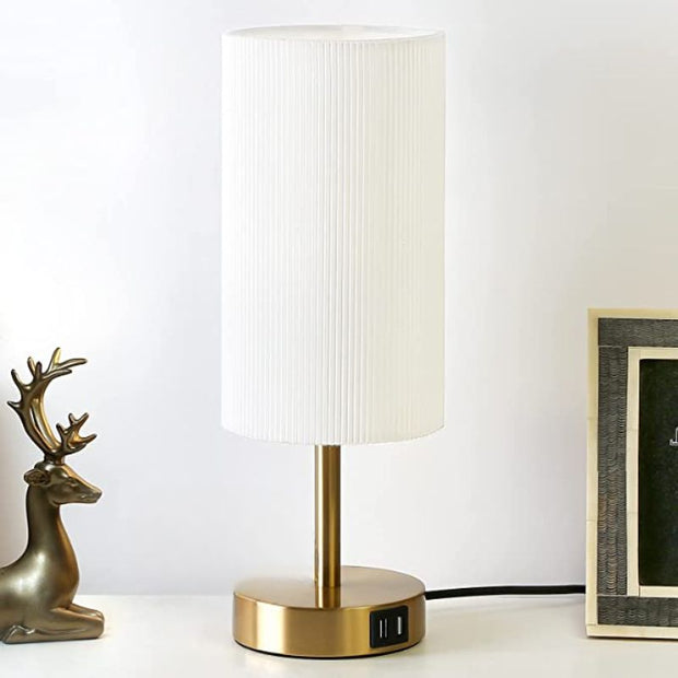 LumoTouch dimmbare LED Tischlampe mit USB Holzfuß für Schlafzimmer und Büro
