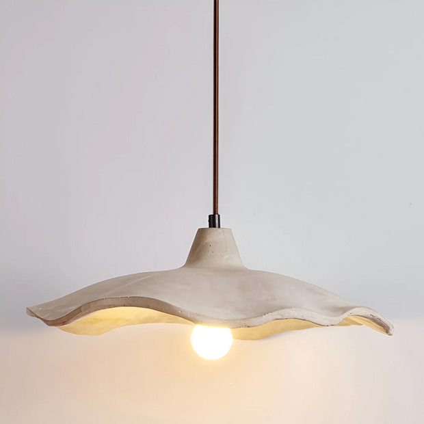 hängelampe beton blumenform wabi sabi design esszimmer