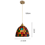 bunte retro hängeleuchte esstisch glas messing warmes licht