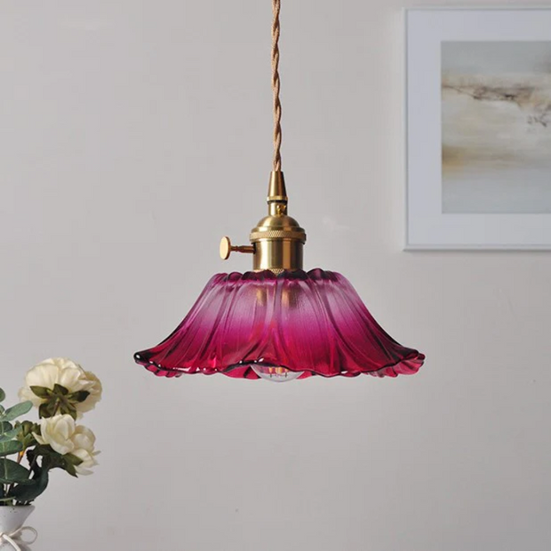 Lotus Pendelleuchte für Esstisch Wohnzimmer LED Glas Designlampe