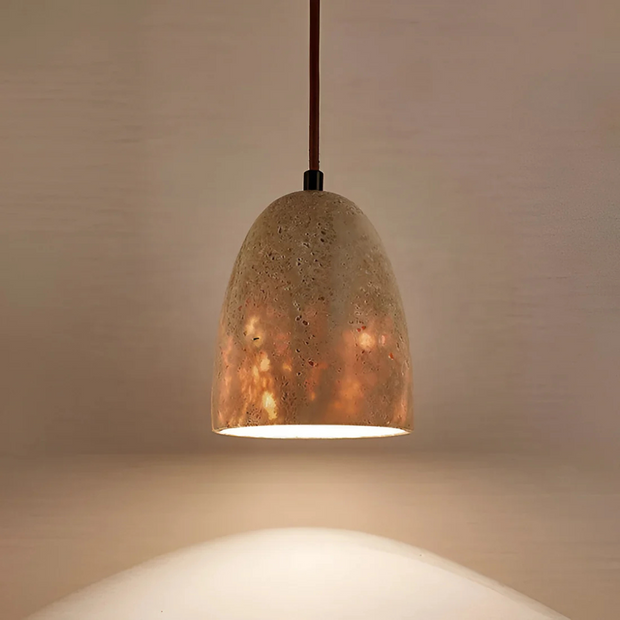 Travertin Pendelleuchte Retro Design aus Naturstein für Esszimmer Wohnzimmer Küche