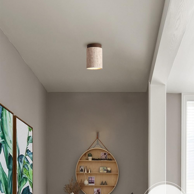 Travertin Deckenlampe SteinLuma mit LED Warmlicht Modernes Design