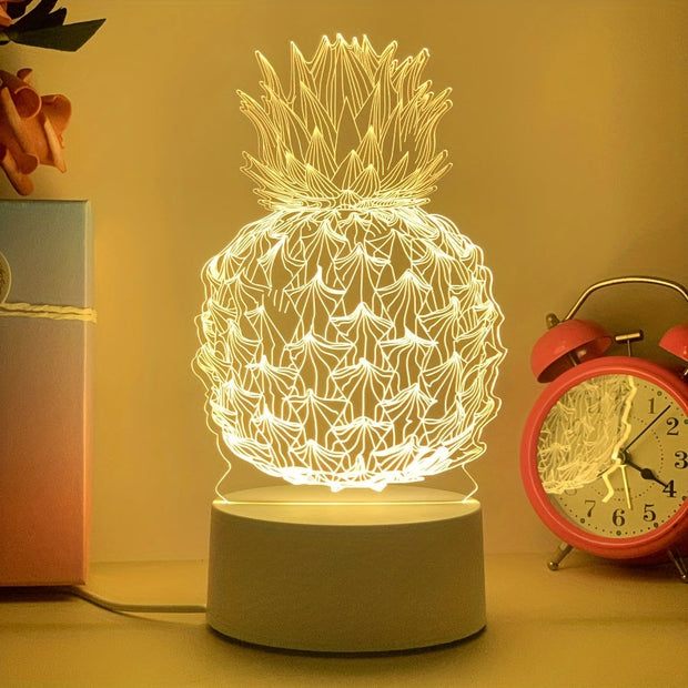 Ananas Nachtlampe 3D LED Tropisches Design für Schlafzimmer Kinderzimmer oder Büro