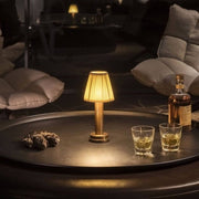 LumiStoff LED Tischleuchte dimmbar kabellos mit Stoffschirm für Wohnzimmer und Schlafzimmer