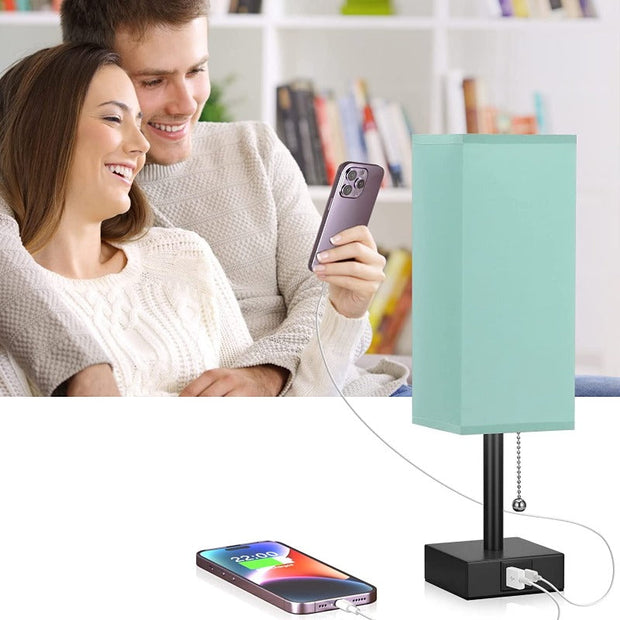 LumoLade dimmbare LED Tischlampe mit USB Ladeanschlüssen und 3 Farbtemperaturen