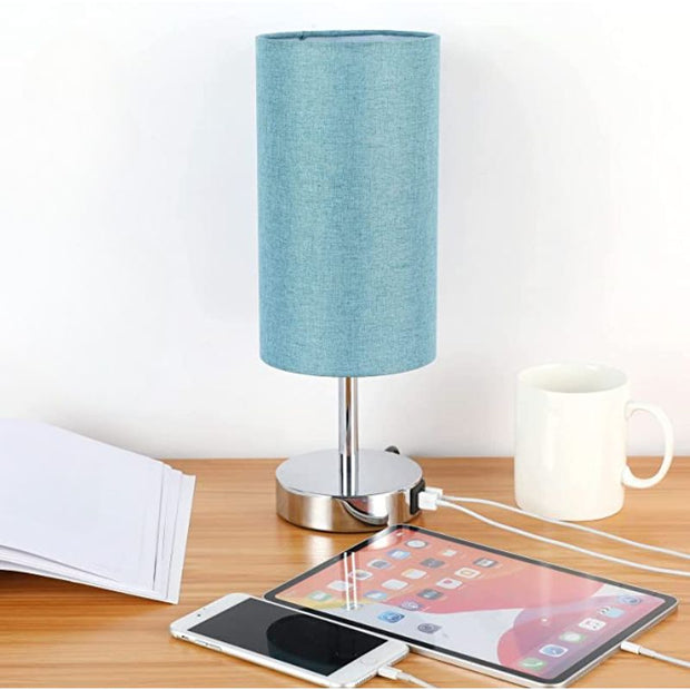 LumoTouch dimmbare LED Tischlampe mit USB Holzfuß für Schlafzimmer und Büro