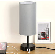 LumoTouch dimmbare LED Tischlampe mit USB Holzfuß für Schlafzimmer und Büro