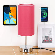LumoTouch dimmbare LED Tischlampe mit USB Holzfuß für Schlafzimmer und Büro