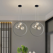 Moderne schwarze Pendelleuchte mit Glaskugel LED Beleuchtung