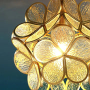 Romantische Blüten Hängelampe aus Glas mit LED Beleuchtung für Schlafzimmer und Esszimmer