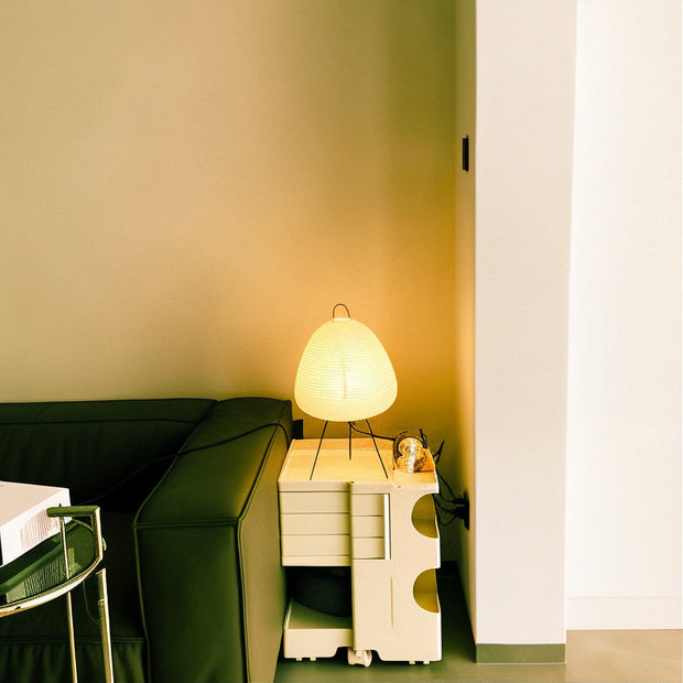 Japanische Tischlampe aus Reispapier Bambus LED warmweiß für Schlafzimmer Wohnzimmer