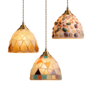bunte retro hängeleuchte esstisch glas messing warmes licht