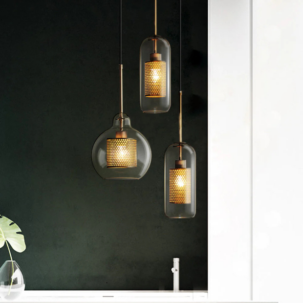 Glas Hängelampe Esszimmer Vintage Design Retro Stil Loft Beleuchtung