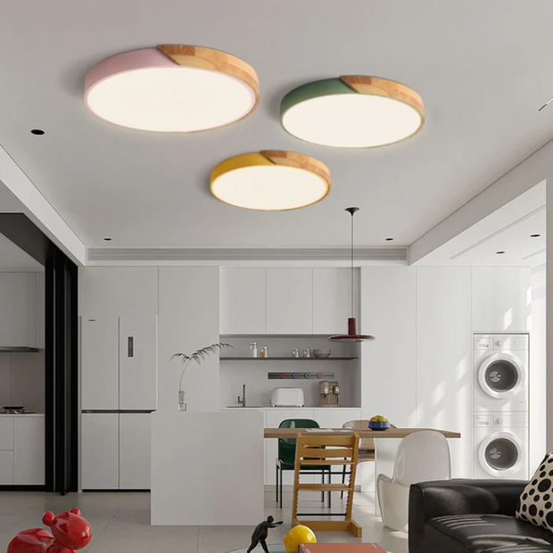 Skandinavische LED Deckenleuchte aus Holz für Wohnzimmer Schlafzimmer Flur