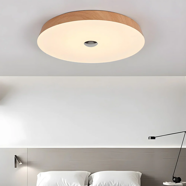 Moderne Deckenleuchte Holzoptik LED flach warmes Licht Wohnzimmer Schlafzimmer