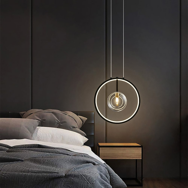 Moderne schwarze Pendelleuchte mit Glaskugel LED Beleuchtung
