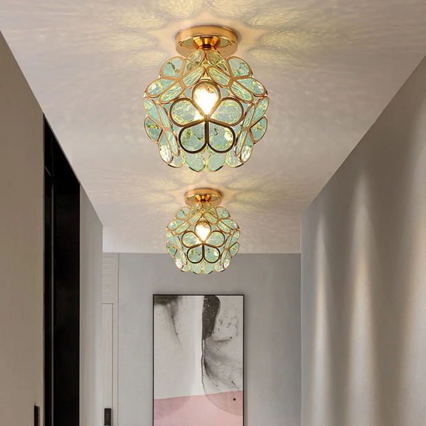 BlütenGlanz Deckenleuchte Glas Blume LED Deckenlampe Wohnzimmer Schlafzimmer Modern