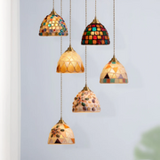 bunte retro hängeleuchte esstisch glas messing warmes licht