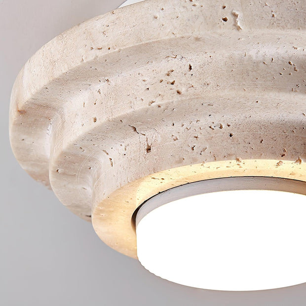 Travertin Deckenlampe aus Naturstein warmweiß LED für modernes Interieur
