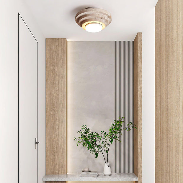 Travertin Deckenlampe aus Naturstein warmweiß LED für modernes Interieur