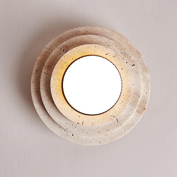 Travertin Deckenlampe aus Naturstein warmweiß LED für modernes Interieur