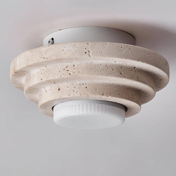 Travertin Deckenlampe aus Naturstein warmweiß LED für modernes Interieur