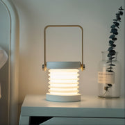 Dimmbares LED Tischlicht Holz Metall tragbar mit Akku und USB