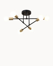 StahlGlanz Leuchte, 6-flammig Schwarz Gold – Modernes Design 70cm Deckenlampen