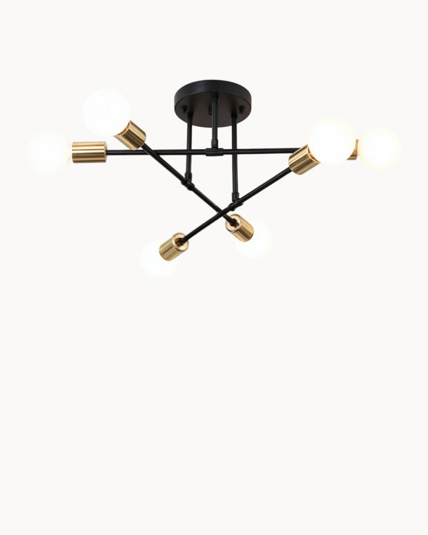 StahlGlanz Leuchte, 6-flammig Schwarz Gold – Modernes Design 70cm Deckenlampen