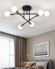 StahlGlanz Leuchte, 6-flammig Schwarz Gold – Modernes Design 70cm Deckenlampen