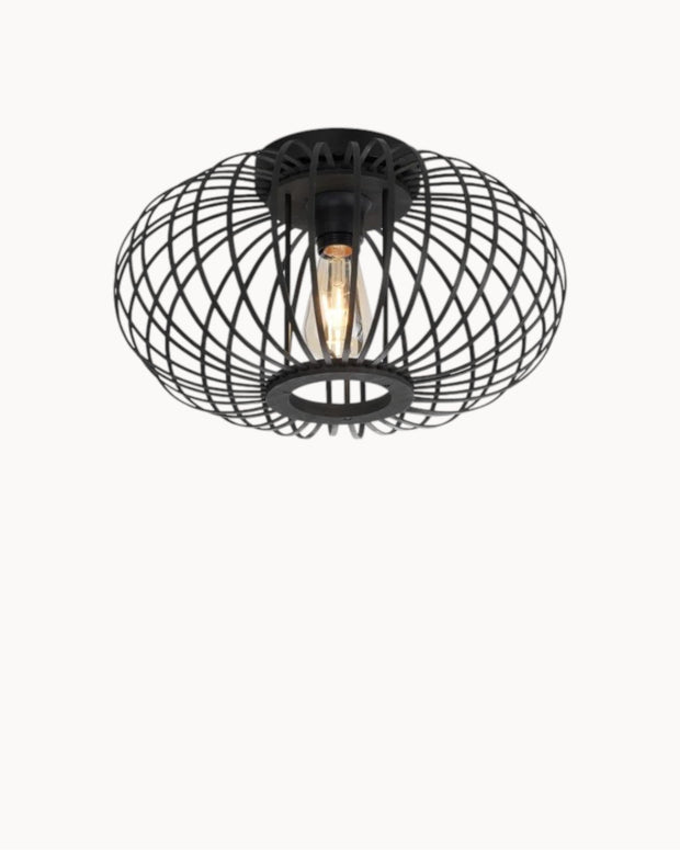 NoirÉclat Deckenleuchte Retro Schwarz-Gold – Metall Rund – Ø30 cm