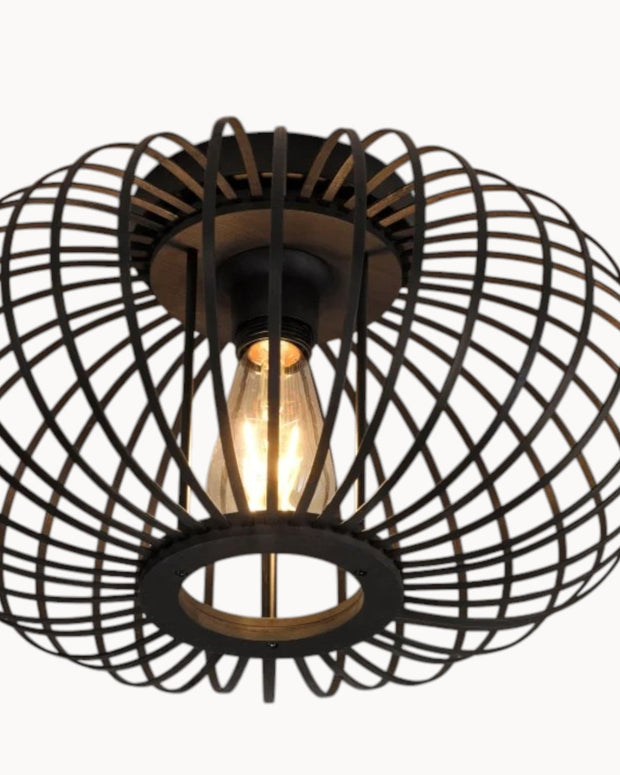 NoirÉclat Deckenleuchte Retro Schwarz-Gold – Metall Rund – Ø30 cm