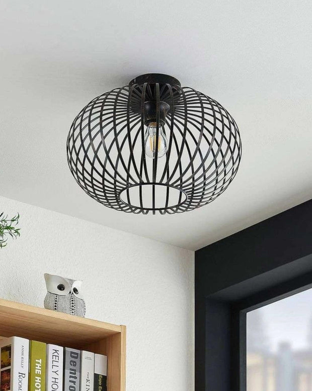 NoirÉclat Deckenleuchte Retro Schwarz-Gold – Metall Rund – Ø30 cm
