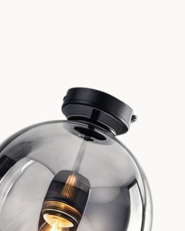 LumoDecke Eleganzlicht Glas Rauchgrau/Kognak – LED Beleuchtung – Ø 25 cm Deckenlampen