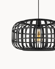 LumaBambus Hängelampe, Böhmische Hängelampe aus Bambus, 40x126 cm, Schwarz
