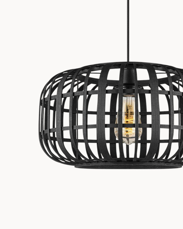 LumaBambus Hängelampe, Böhmische Hängelampe aus Bambus, 40x126 cm, Schwarz